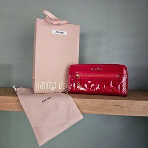 Miu Miu Patent Leather Enamel Zip Around wallet